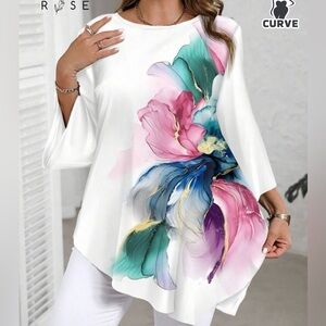 Elegant Floral Print Women's Tunic